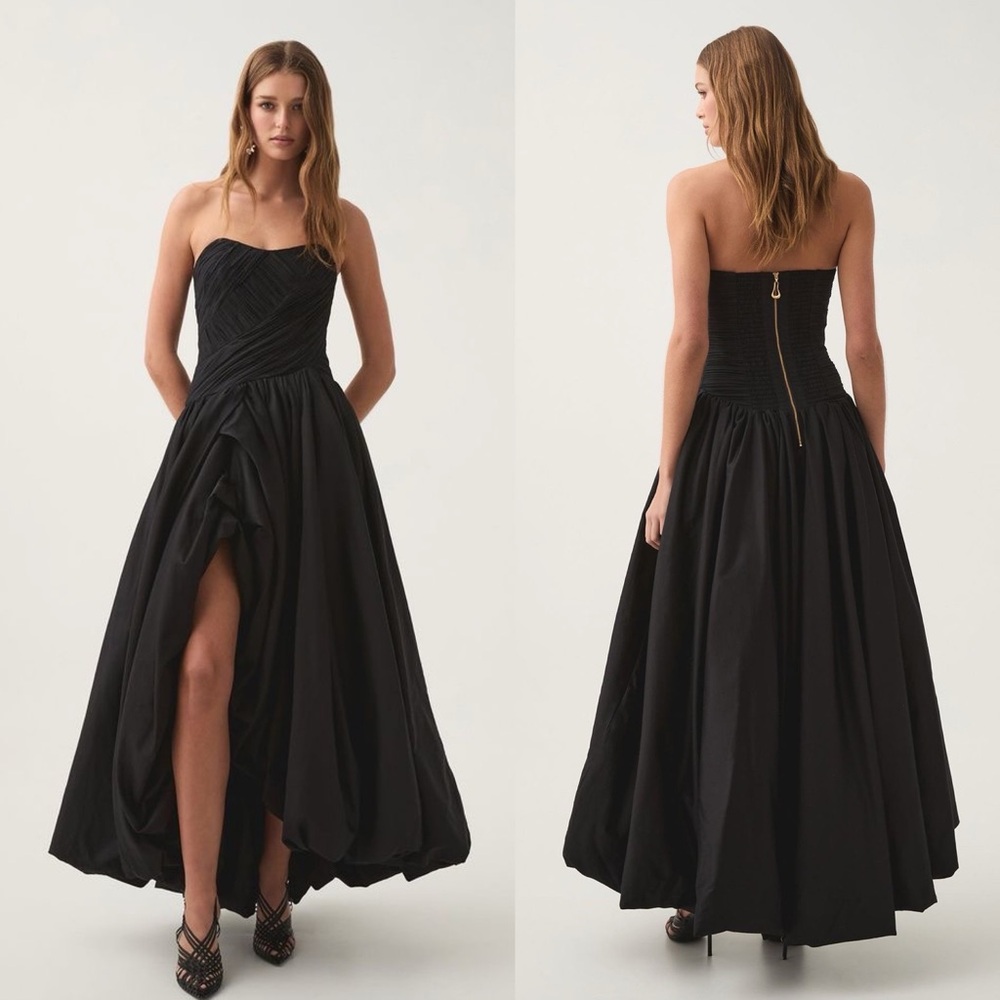 Aje Violette Strapless Bubble Hem Maxi Dress Black NEW with tag - Picture 12 of 12